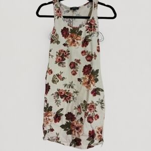 Summer Chic: Red & White Floral Tank Mini Dress (by, Ambiance) Size Small